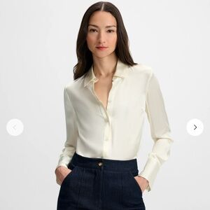 Veronica Beard Monique Silk Button-Down Ivory Blouse NWT (Size 00)